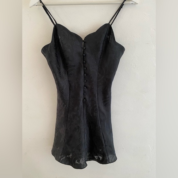 Victoria's Secret vintage gold  label Y2k 2000’s  Black Patterned mini dress - Picture 3 of 10